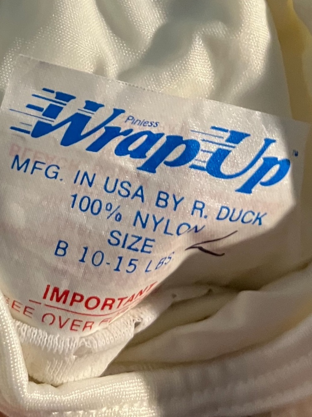 Vintage Wrap up Diaper Cover White 10-15 Pounds Pin less Made USA